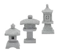 Homoyoyo 3 Pièces Statuette Pavillon Miniature en Grès, Décor Réaliste Chic | Décoration de Micro-paysage, pour Mousse et Succulentes, Finition Soignée, Artisanat Compact