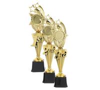Homoyoyo 3 Pièces Trophée Étoile en Plastique Numéroté, Base Noire, | Marquages Chiffrés, Forme Cinq Pointes, Finition Dorée Brillante, pour Gagnants, Participants, Jeux et Événements