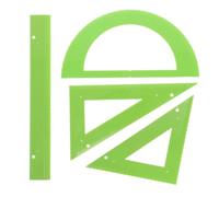 Homoyoyo 4 Pièces Kit de Géométrie pour Règle à Graduation en Relief | PP Vert, Lignes Tactiles, Angle Droit Renforcé, pour e Maths et Activités Sensorielles