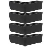 Homoyoyo 4 Pièces Pieds de Meubles en Plastique Noir, Rehausseurs en L | Structure en L, Légers et Stables, pour Lit ou Machine à Laver, Protection du Sol, Rangement Accru