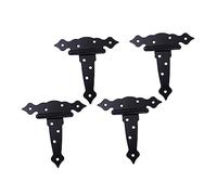 Homoyoyo 4pièces Charnières Fer Forme de T pour Portail Charnières Robustes Noires pour Porte de Grange ou Abri de Jardin Remplacement pour Porte Entrée