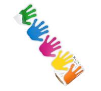 Homoyoyo Autocollant Mural Bordure Empreinte de Main Colorée pour Tableau Affichage, Papier Couché, Facile à Appliquer et Retirer, Décoration Créative pour Tableau de Classe