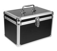 Homoyoyo Boîte à Maquillage Grosse Taille Noire en Métal avec Serrure Sécurisée, Organiseur Cosmétique Multifonction pour Rangement Intérieur et Voyage, Trousse de Maquillage Robuste