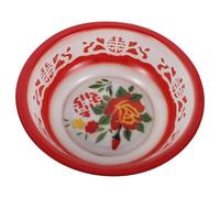 Homoyoyo Bol Mélangeur Émaillé Vintage 34 CM Bassine en Acier Émaillé Rouge à Motif Double Grand Bol à Pâtes Multifonction pour Pétrir Laver Légumes et Fruits Résistant à la Chaleur