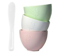 Homoyoyo Bol Mélangeur en Silicone pour Masque Facial avec Bâtonnet, Set 3 Bols Couleurs et Grand Bâtonnet Blanc, pour Soins Peau Maison et Salon de Beauté, Usage DIY Masque Modelant