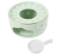 Homoyoyo Chauffe-théière Bougeoir Chauffe-théière en Céramique Vert Style Rétro Simple pour Service à Thé, Chauffage du Thé et Théière
