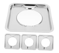 Homoyoyo Couvercles de Brûleur Carrés en Acier Inoxydable Argenté 4pcs 19cm pour Cuisinière à Gaz Légers et Anti-éclaboussures D'huile Protection Plaque Cuisson Gaz