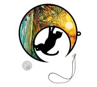Homoyoyo Décoration de Fenêtre en Acrylique Chat Lune pour Balcon et Jardin, Panneau Mural Suspendu Artistique, Ornement Coloré pour Décoration Extérieure