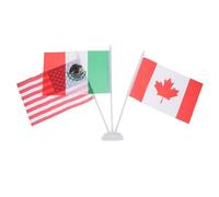 Homoyoyo Drapeaux Internationaux Bureau Coupe Monde 2026, Drapeau Américain et Canadien en Plastique et Tissu, Mini Drapeaux de Table pour Événements Festifs et Réunions