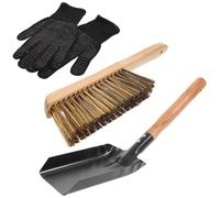 Homoyoyo Kit de Pelle à Cendres pour Cheminée, Fer et Bois | Brosse Incluse, Moufles Fournis, Entretien du Foyer Âtre, Finition Noire, Usage Simple au Quotidien