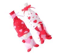 Homoyoyo Lot de 2 Housses Décoratives Saint-Valentin pour Bouteilles de Vin Rouge Couvre-Bouteilles en Tissu Doux Nœud Accessoires Maison et Fête Manchons Porte-Bouteilles Pratiques et