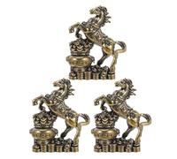 Homoyoyo Lot de 3 Figurines en Laiton Cheval Chinois Feng Shui, Sculpture Décorative Artisanale Or, Symbole de Richesse et Chance pour Bureau ou Collection