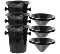 Homoyoyo Lot de 3 Seaux à Vin Noirs en Plastique Couvercle Seau à Vin Rafraîchissant pour Dégustation pour Fêtes et Expositions