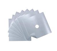 Homoyoyo Lot de 4 Protections Argentées pour Brûleurs de Poêle à Gaz en Ptfe 0,12 Mm, Réutilisables, Résistantes la Chaleur, Protège Table Cuisson Gaz Facile à Nettoyer