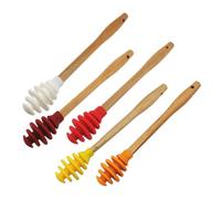 Homoyoyo Lot de 5 Agitateur à Miel en Silicone Couleur Fruit Vert, Rouge et Rose, Cuillère à Miel Antiadhésive, Résistante aux Taches, pour Pots et Sirop, Usage la Cuisine et Apiculture