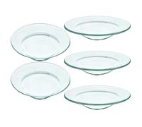Homoyoyo Lot de 5 Coupelles Chauffe-Cire Rondes 10cm en Verre pour Lampe | Plateau à Bougies D’Aromathérapie, Base Antidérapante, Réutilisable, Nettoyage Facile, pour Brûleur Parfumé