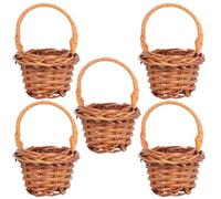 Homoyoyo Mini Paniers Tressés en Rotin Finition Soignée et Solide Lot de 5 Poignée pour Décoration Mariage pour Fête ou Aménagement Paysager Miniature