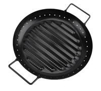 Homoyoyo Moule à Pâtisserie Antiadhésif Rond en Acier au Carbone Noir, Plateau de Barbecue Solide Facile à Nettoyer pour Cuisson Extérieure et Grillades la Maison
