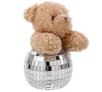 Homoyoyo Ornement Ours Disco en Peluche Effet Miroir en Verre et Mousse, Décoration Polyvalente pour Maison ou Fête, Style Élégant et Moderne