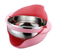Homoyoyo Passoire Cuisine en Acier Inoxydable Épaissi Double Couche et Fond à Pieds, Panier à Riz Rotatif 360° pour Lavage Facile et Grosse Capacité