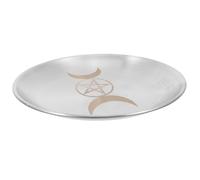 Homoyoyo Plateau de Présentation Porte-Bougie D'autel en Acier Inoxydable Motif Pentagramme Rond Élégant Plusieurs Styles pour Rituels et Décorations Familiales Plusieurs Styles