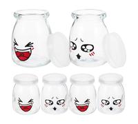 Homoyoyo Pot Yaourt En Verre Avec Couvercle 150 Ml Ensemble 6 Pièces Rangement Cuisine Conservation Yaourt Pudding Gelée Style Dessin Animé Mignon