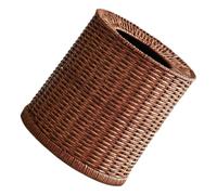 Homoyoyo Poubelle Ronde en Rotin Tressé 8l sans Couvercle avec Doublure Plastique, Design Ouvert et Gain de Place, Style Vintage pour Salon ou Chambre