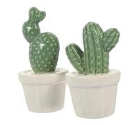 Homoyoyo Présent Fête des Pères Lot de 2 Décorations Cactus en Porcelaine Vert, Ornement Peint la Main Détails Vivid pour Décoration Intérieure et Salon