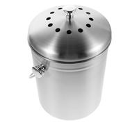 Homoyoyo Seau à Compost D'intérieur en Acier Inoxydable 5l avec Couvercle Hermétique Bac à Compost Compact pour Déchets Alimentaires et Fruits Filtre à Charbon Anti-odeurs pour Plan