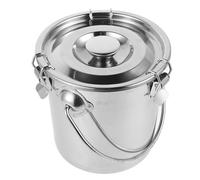 Homoyoyo Seau Inox 3l en Acier Inoxydable Argenté avec Couvercle, Récipient Multifonction Portable pour Voyage et Aventure en Plein Air