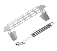 Homoyoyo Support Barbecue en Acier Inoxydable Argenté, 1 Set avec Évideur | Barbecue Cuisine, Facile à Nettoyer, Coupe le Poivron, Accessoire de Cuisson