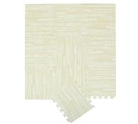Homoyoyo Tapis de Jeu Bébé en Mousse Eva Effet Bois Blanc 30x30x1 Cm 10 Pièces Emboîtables Bordures Tapis D’éveil Antidérapant pour Chambre et Salon Sécurisé pour Ramper et Jouer