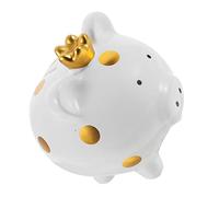 Homoyoyo Tirelire Cochon en Céramique Blanche Couronne Pot à Monnaie Décoration Chambre Bureau Ornement Animal Dessin Animé Récipient à Pièces pour Garçon et Filles Fille Bouchon Amovible