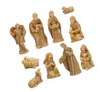 HOMSFOU 10 Pièces Petite Crèche Figurine Nativité en Résine | Khaki, Finement Travaillé et Agréable au Toucher, pour Cheminée et Décoration de Maison