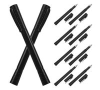 HOMSFOU 10 Pièces Stylo à Encre Double Pointe Noir, Surligneur | Pointe Fine et Biseau, Écriture Fluide et Marquage Vif, Plastique et Acier Inoxydable
