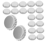 HOMSFOU 100 Capsules de Bouteille Argentées en Acier Rondes pour Bricolage, Décorations Diy, Adaptées pour Colliers et Porte-clés, Lot de 100 Pièces