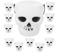 HOMSFOU 12 Pièces Seau à Bonbons Fantôme Réutilisable en Plastique Blanc Poignée, Panier de Bonbons Halloween pour Petites Collations et Occasions Festives