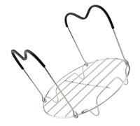HOMSFOU 1pièce Support Cuisson Vapeur Inox avec Poignée Silicone Résistant Haute Température pour Autocuiseur et Marmite Fonte Accessoire Cuisine Polyvalent