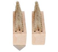 HOMSFOU 2 Pièces Brosse de Désherbage en Fil d'acier Manche en Bois | Outil Compact Antidérapant, Portable, Enlève L’herbe, Usage Jardin et Cour, Format Pratique