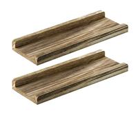 HOMSFOU 2 Pièces Étagère de Rangement Murale Rayonnage de Rangement Décoratif Bois Marron 2 Trous Prépercés Montage Mural Maison et Pièces de Vie