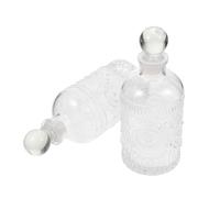 HOMSFOU 2 Pièces Flacon Diffuseur 200ml, Bouteille Rechargeable Vintage | Motif Décoratif en Relief, Couvercle Ornemental, Base Stable, Ouverture Étroite, pour Huiles Parfumées et Parfums