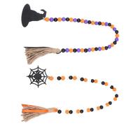 HOMSFOU 2 Pièces Guirlande de Perles en Bois Naturel avec Pampilles en Corde, Décoration Murale Rustique pour Halloween, à Suspendre ou Poser Vase et Bureau