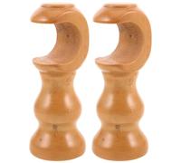 HOMSFOU 2 Pièces Support Tringle à Rideau Bois Naturel en Bois Massif, Base Solide, Style Classique Romain, Fixation Murale pour Chambre et Décoration Intérieure