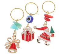HOMSFOU 3 Pièces Accessoire Coiffure Breloque de Cheveux en Alliage, Pendentif pour Dreadlocks, Motif Père Noël, Cloche et Boîte Présent, pour Création de Bijoux et Noël
