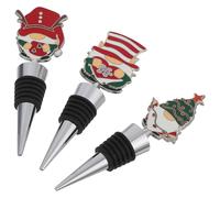 HOMSFOU 3 Pièces Bouchon de Vin Gnome Festif en Alliage de Zinc, | Fermeture Étanche, Conserve L’arôme, S’adapte aux Goulots Standards, pour Fêtes de Fin D’année