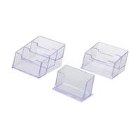 HOMSFOU 3 Pièces Présentoir de Cartes de Visite en Ps Transparent | Boîte à Trois Compartiments, Usage Accueil Entreprise et Table de Réunion, Style Professionnel et Soigné