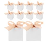 HOMSFOU 50 Mini Boîtes à Bonbons Blanches en Carton avec Ruban Doré, Petites Boîtes à Dragées pour Mariage, Anniversaire et Fêtes, Coffret Présent Élégant et Pratique