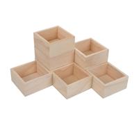 HOMSFOU 8 Pièces Petite Boîte en Bois Rustique Carrée pour Bricolage et Rangement, Légère et Portable, pour Décoration Maison et Organisation D'objets Divers