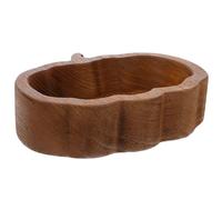 HOMSFOU Bol à Fruits en Bois Marron de Citrouille, Bol de Service Solide pour Salade, Décoration Maison et Dortoirs, Design Artisanal Distinctif