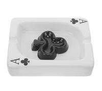 HOMSFOU Cendrier en Céramique Blanc Moderne de Carte de Poker, Léger et Portable, Maison Bureau, Accessoire Décoratif Unique